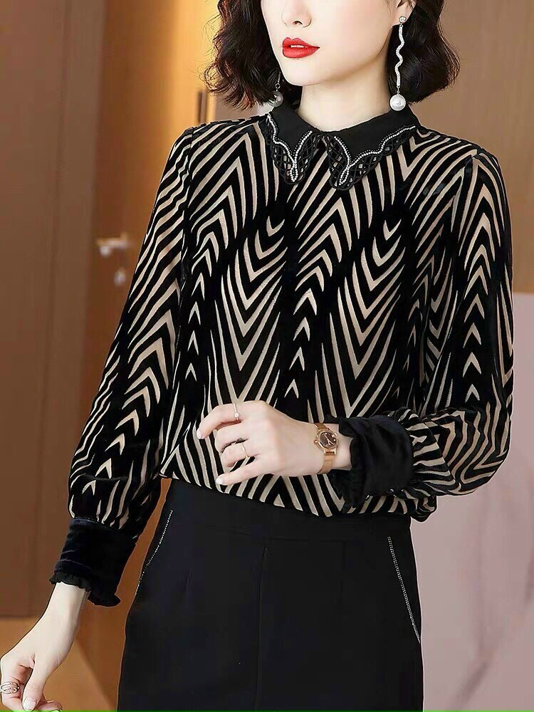 Áo Lụa Cổ Bẻ Đính Đá - SM62